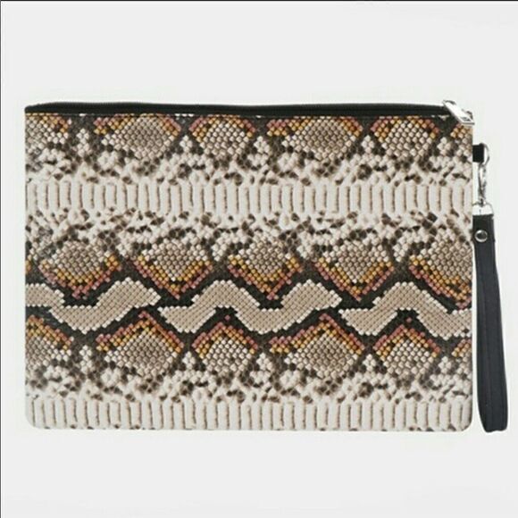 Faux Leather Snake Large Wristlet - Picture 1 of 8